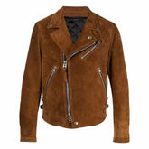 Brown Suede Moto Jacketa